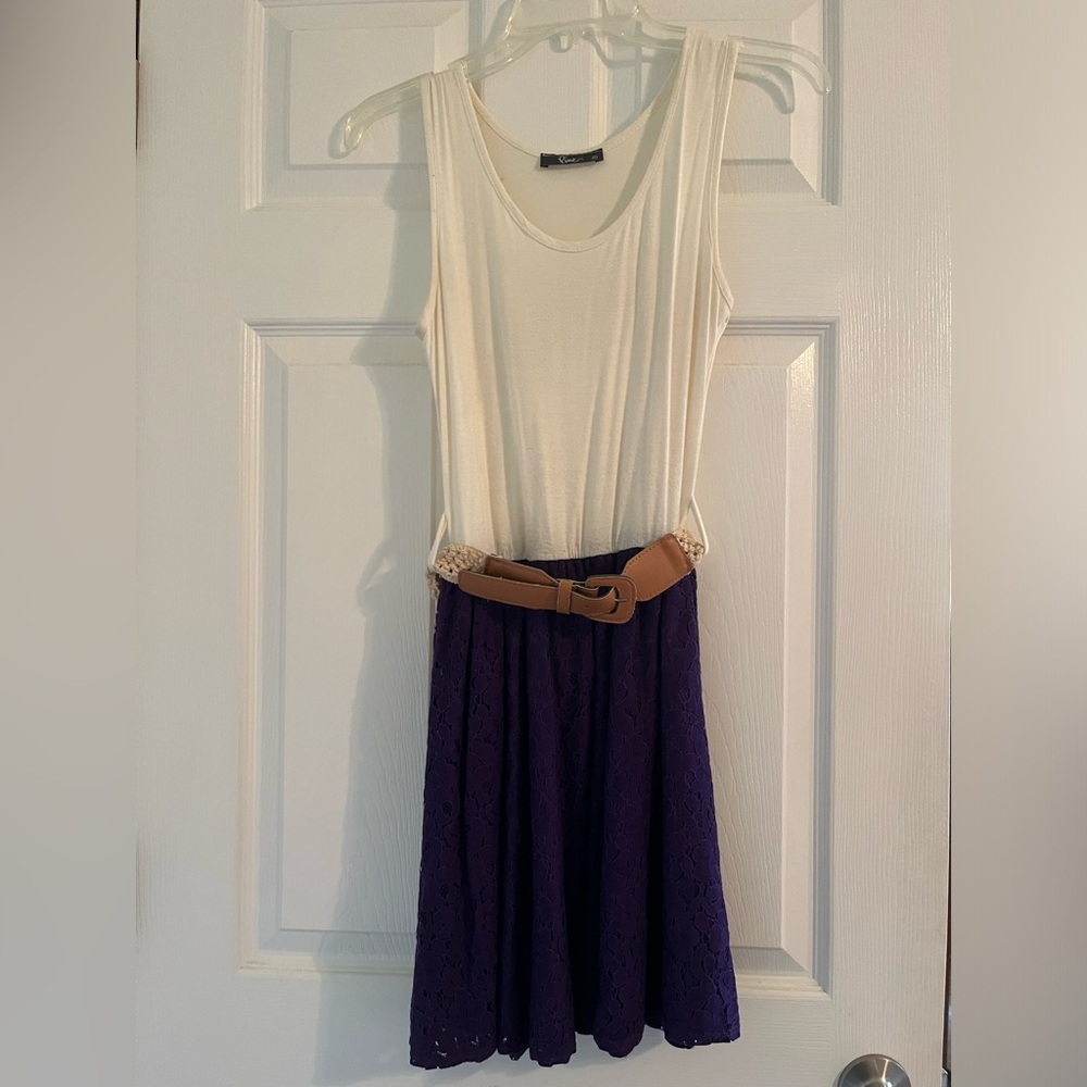 Purple and White Tank Top Dress
